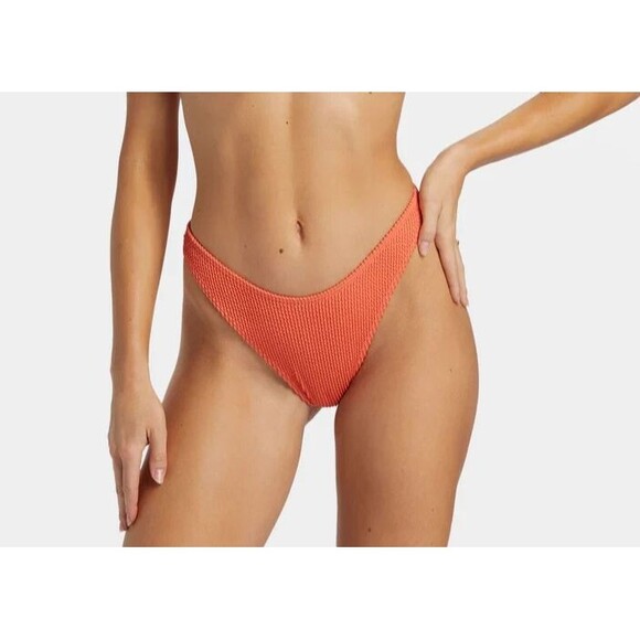 Billabong Womens Large Bikini Bottom Summer High Skimpy Hike Orange Papaya NEW - Picture 1 of 11